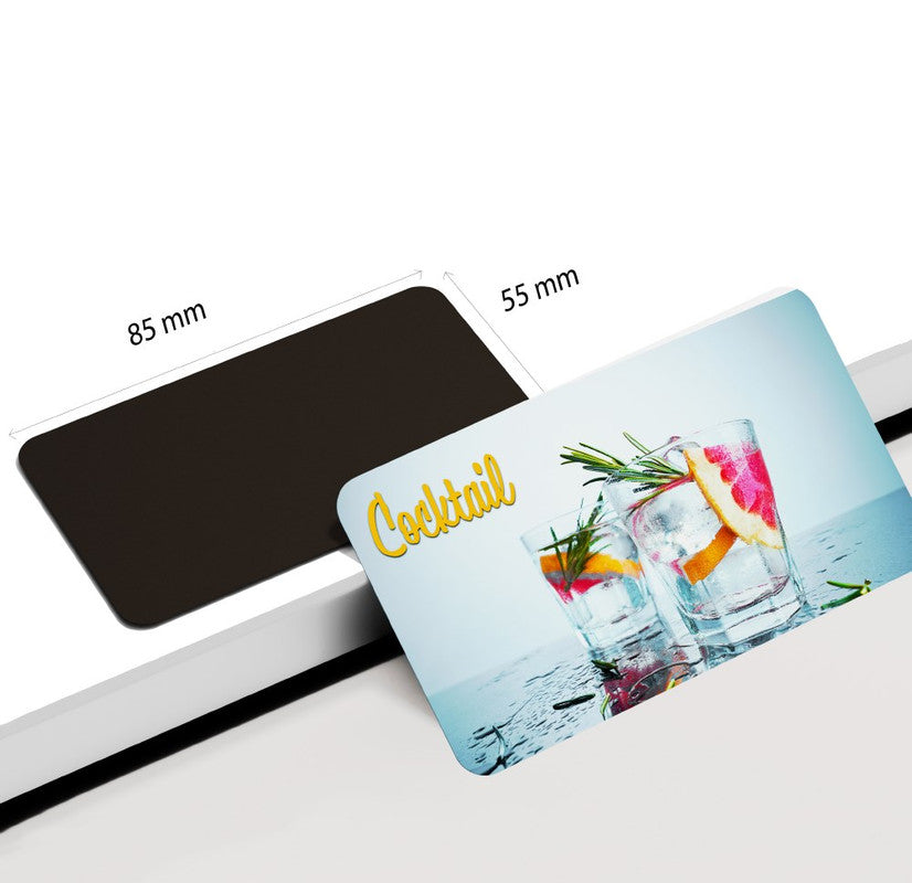 dhcrafts Rectangular Rubber Fridge Magnet Multicolor Food Cocktail D2 Rectangular Design Pack of 1 (8.6cm x 5.4cm)